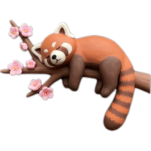Clay sleepy red panda sticker 02