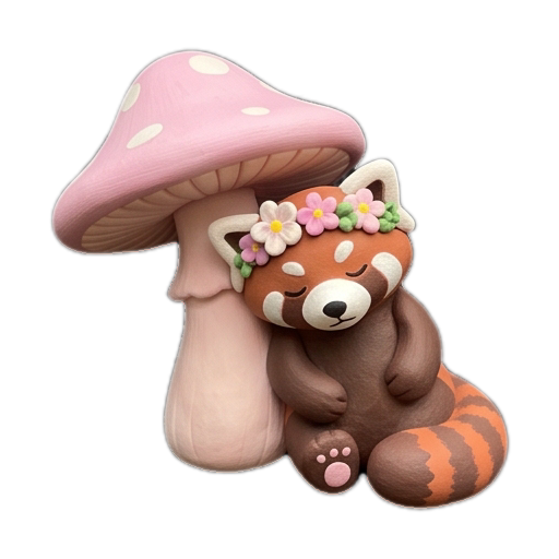 Clay sleepy red panda sticker 05