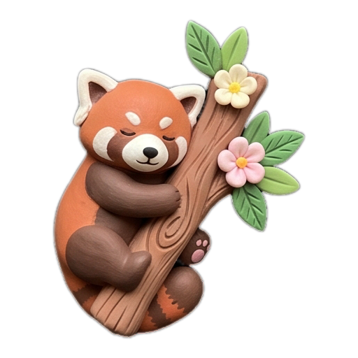 Clay sleepy red panda sticker 09