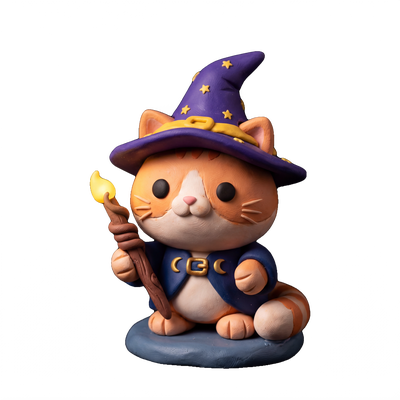 Clay wizard cat sticker