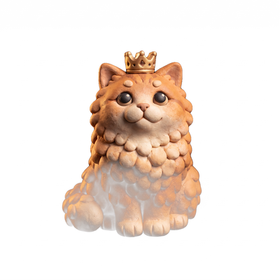 Clay cat wearing a crown