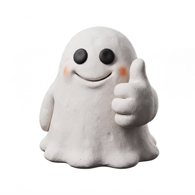 Clay ghost giving thumbs up